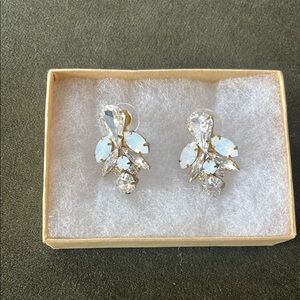 Sophisticated Silver and White Crystal Stud Earrings
